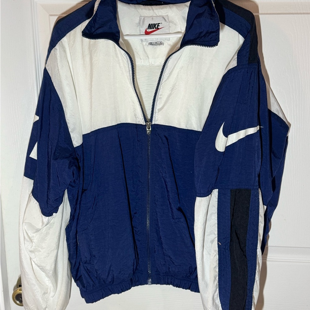 Nike Blue and White Windbreaker Jacket